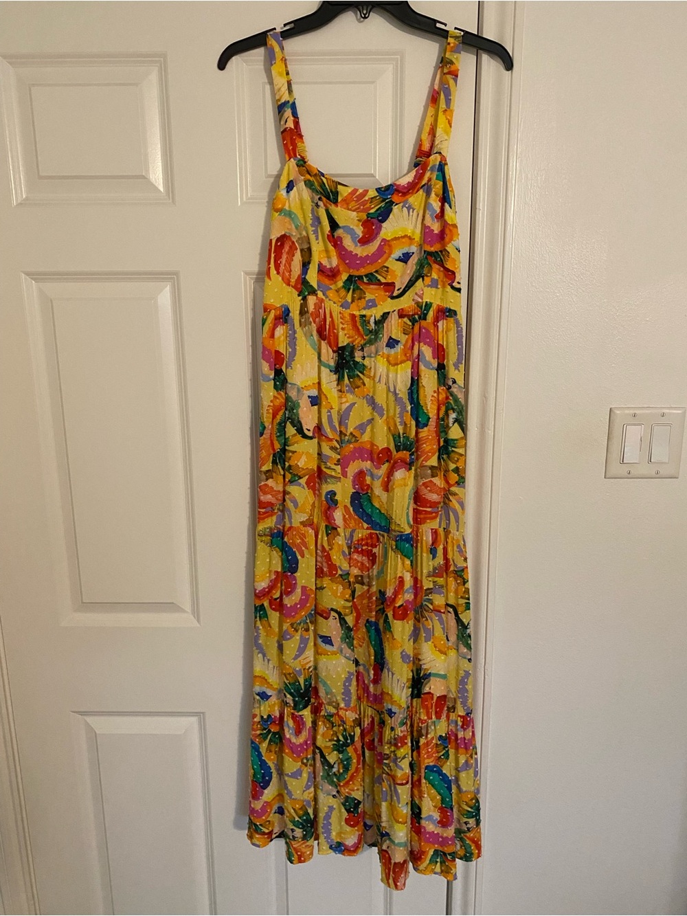 Farm Rio Bright Yellow Floral Maxi Dress - Sleeveless Summer Dress Size M